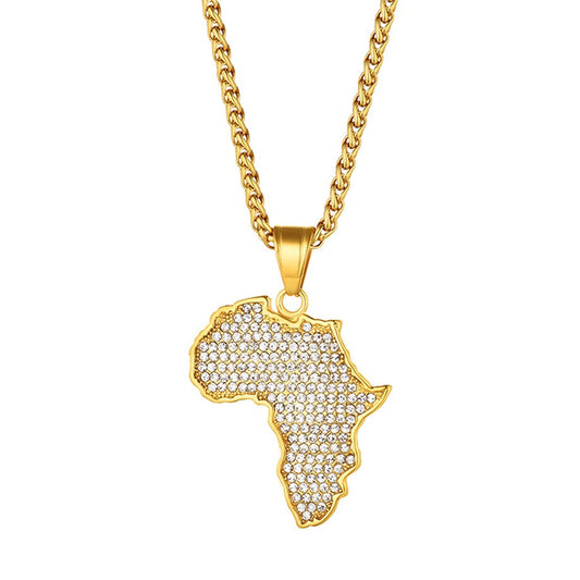 Collier Carte Afrique avec Perles